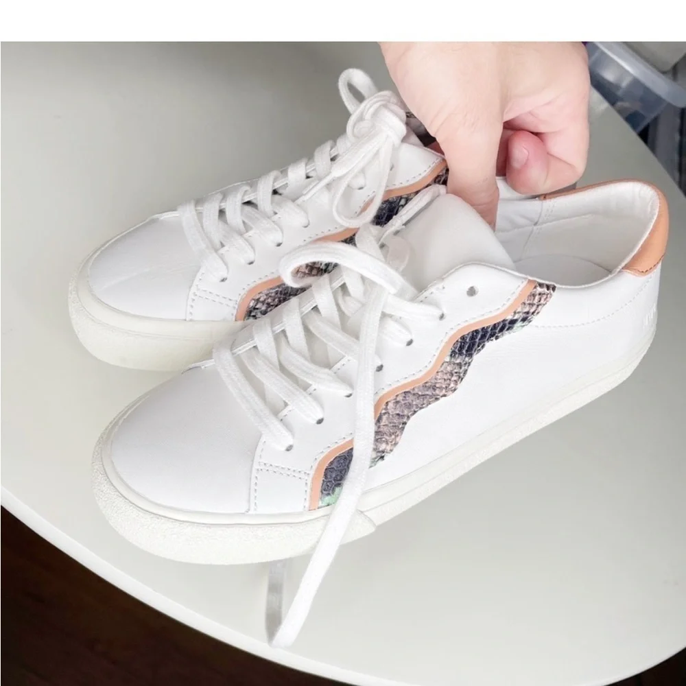 Madewell Women’s Sidewalk Low-Top Sneakers Snake Embossed Leather Size 7